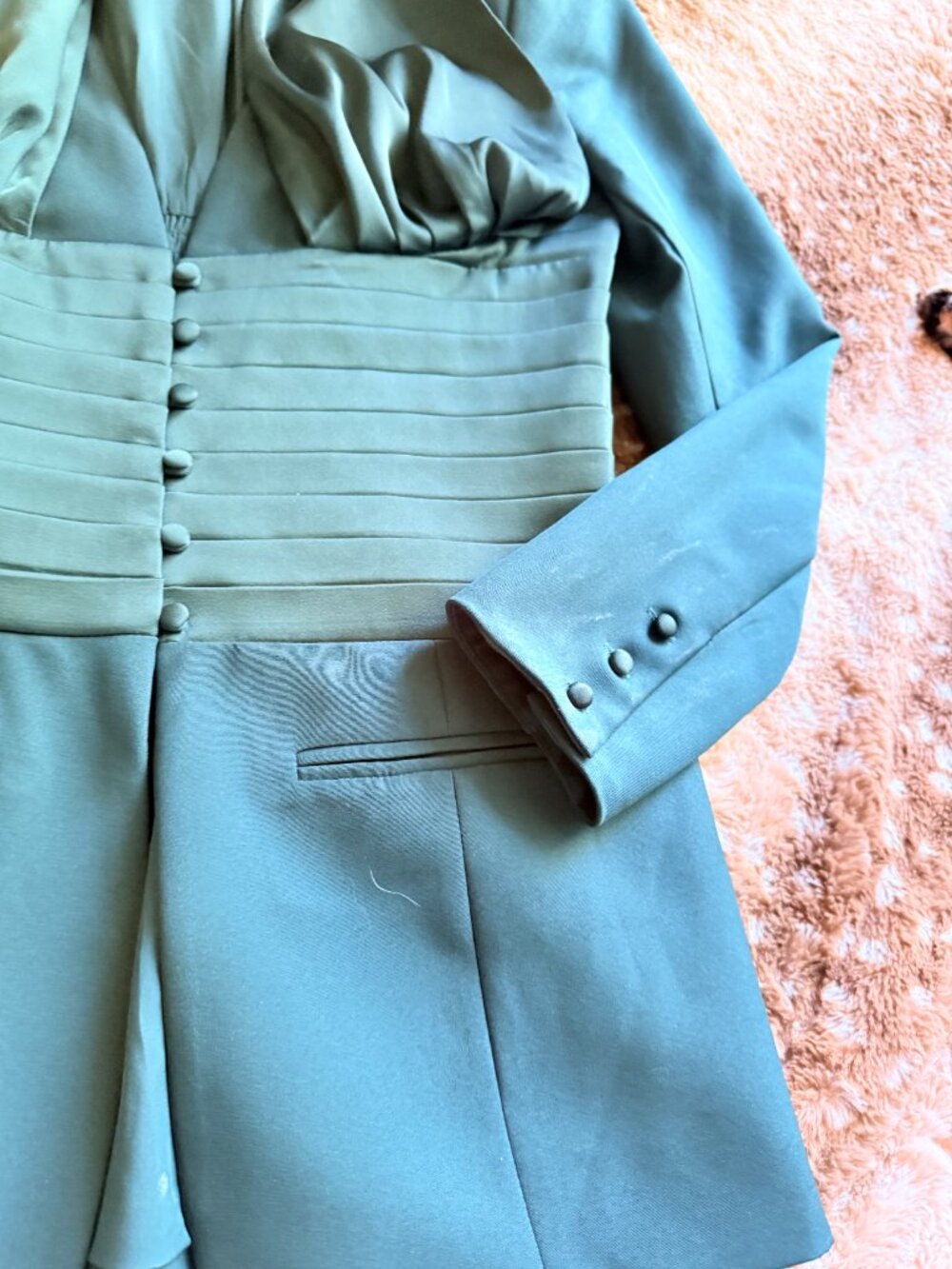 US 8 Lavish Alice Emerald Green Satin Mix Halter Neck Blazer Trouser Set - Picture 5 of 9